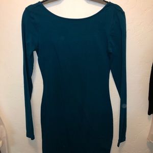 Teal Long Sleeve Bodycon Mini Dress